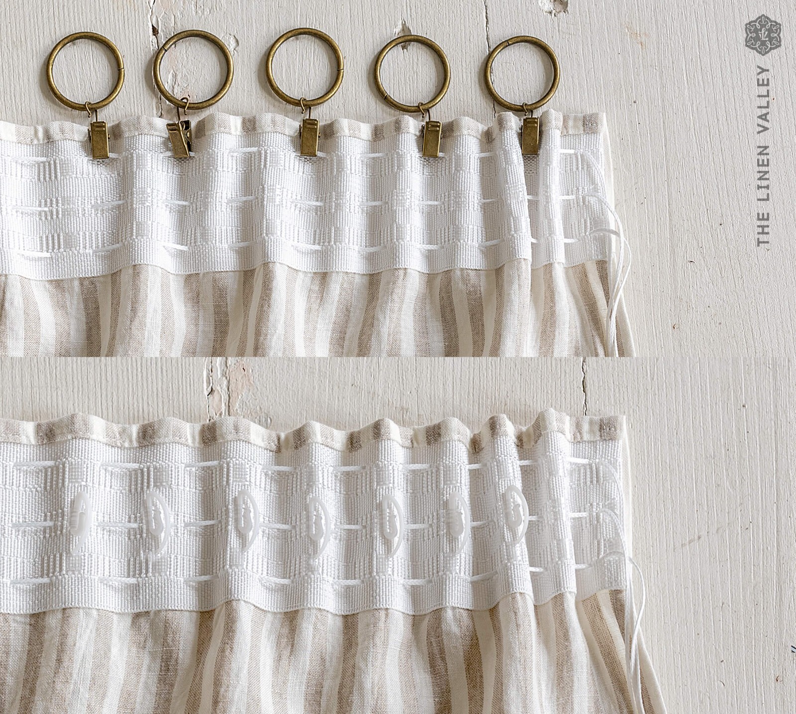 Off White Linen Curtain with Multifunctional Tape – Ivory White Linen