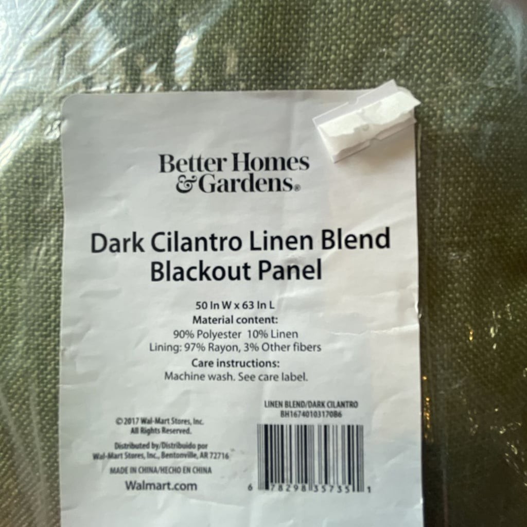 Better Homes & Gardens Dark Cilantro Linen Blend Blackout Panel 50×63