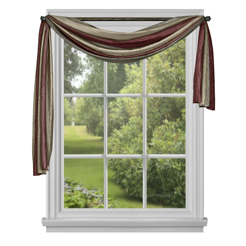 Achim Ombre Scarf Curtain 50″x144″ Burgundy Light Filtering Pelmet Set