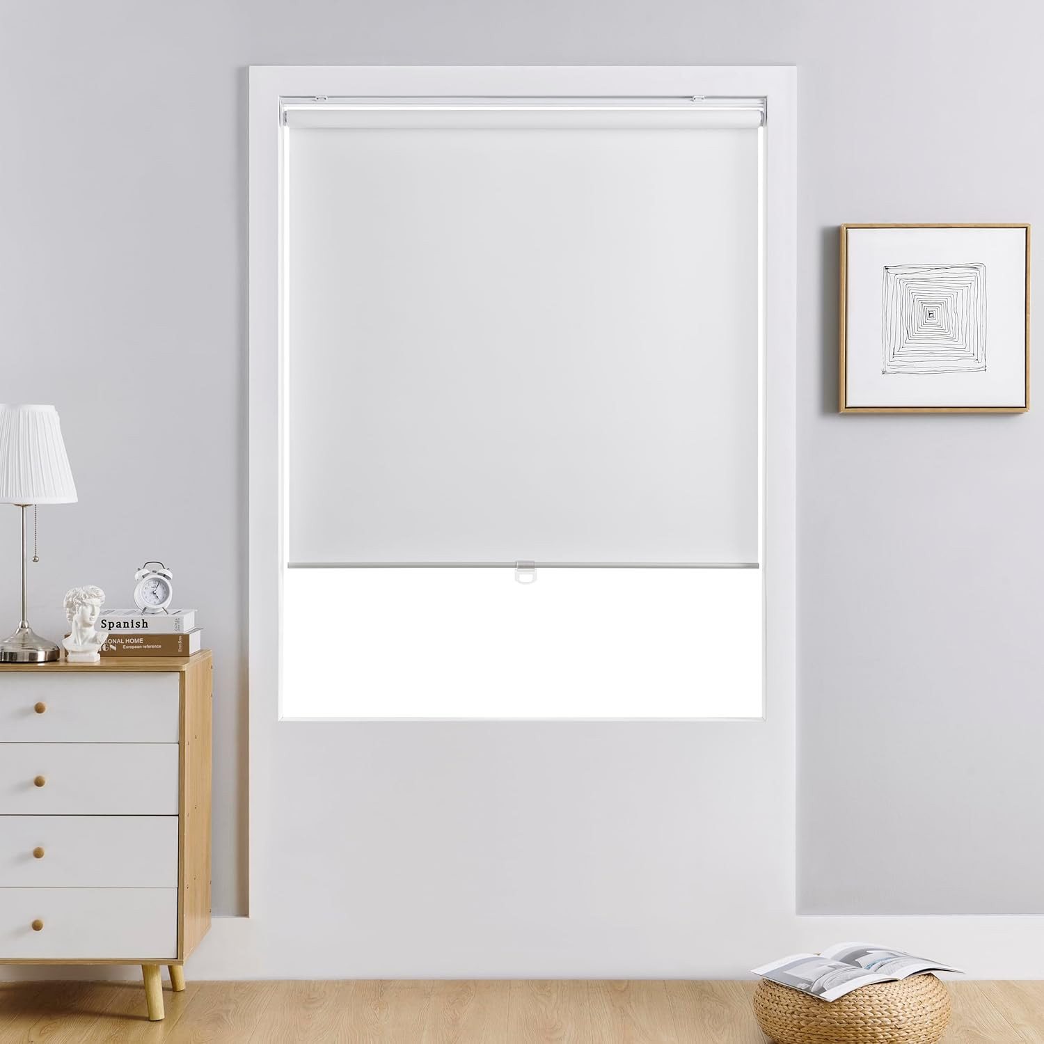 Cordless Blackout Roller Shades – Thermal Insulated White Blinds 38″ W X 72″ H