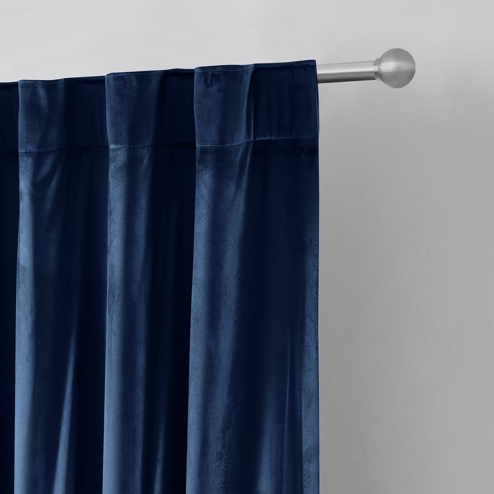 Dutch Velvet Solid 100% Blackout Single Curtain Panel Navy 52″ W x 84″ L