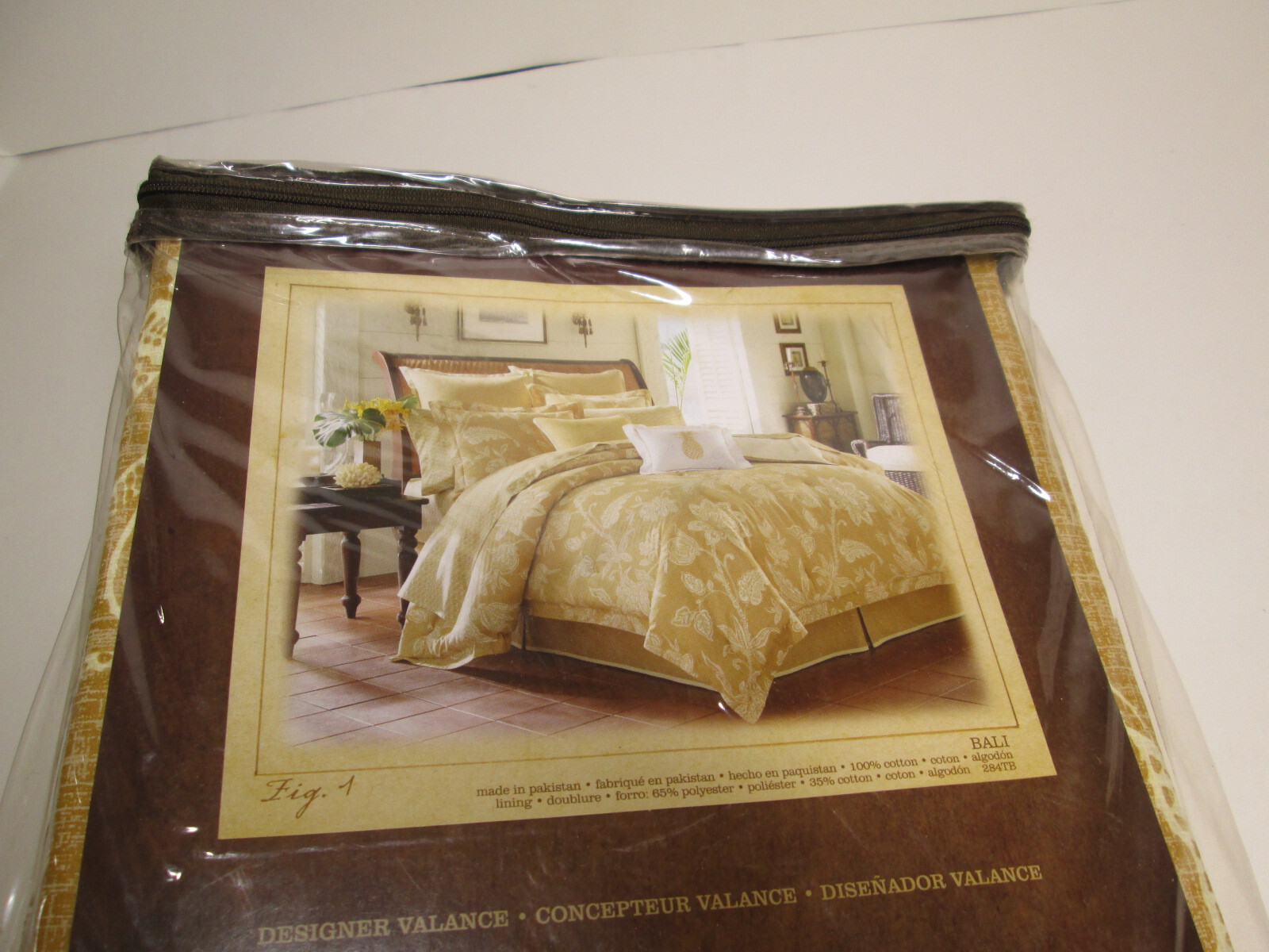 New Tommy Bahama BALI Lining Lined Window Valance 86″x15″ Gold Cream New
