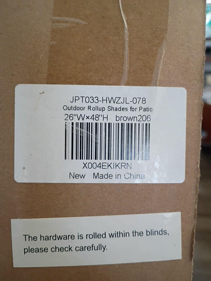 Bamboo Rollup Shade Brown 26 x 48 in Outdoor Patio Window Cover