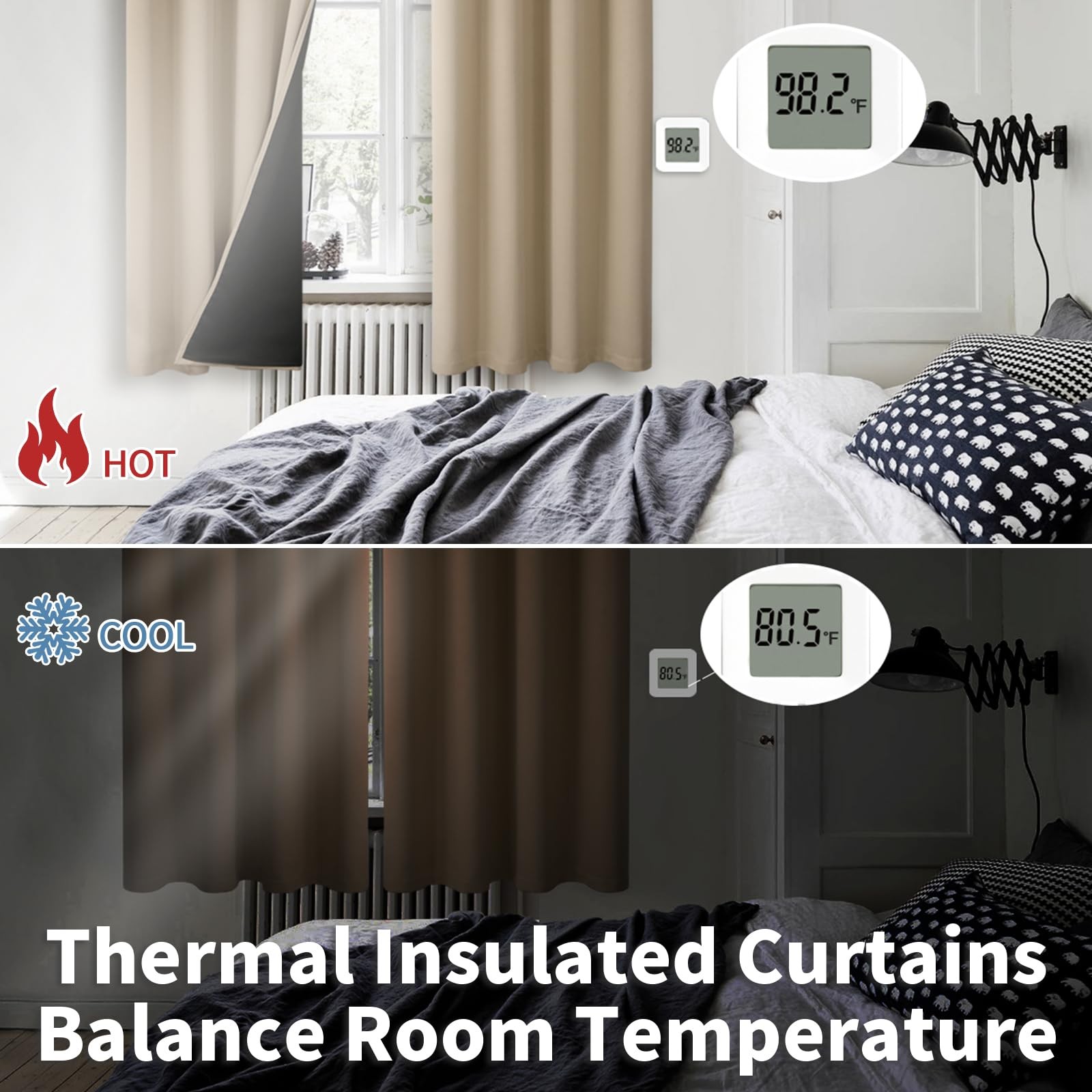 BGment Thermal Insulated 100 Blackout Curtains for Bedroom with Black Liner,
