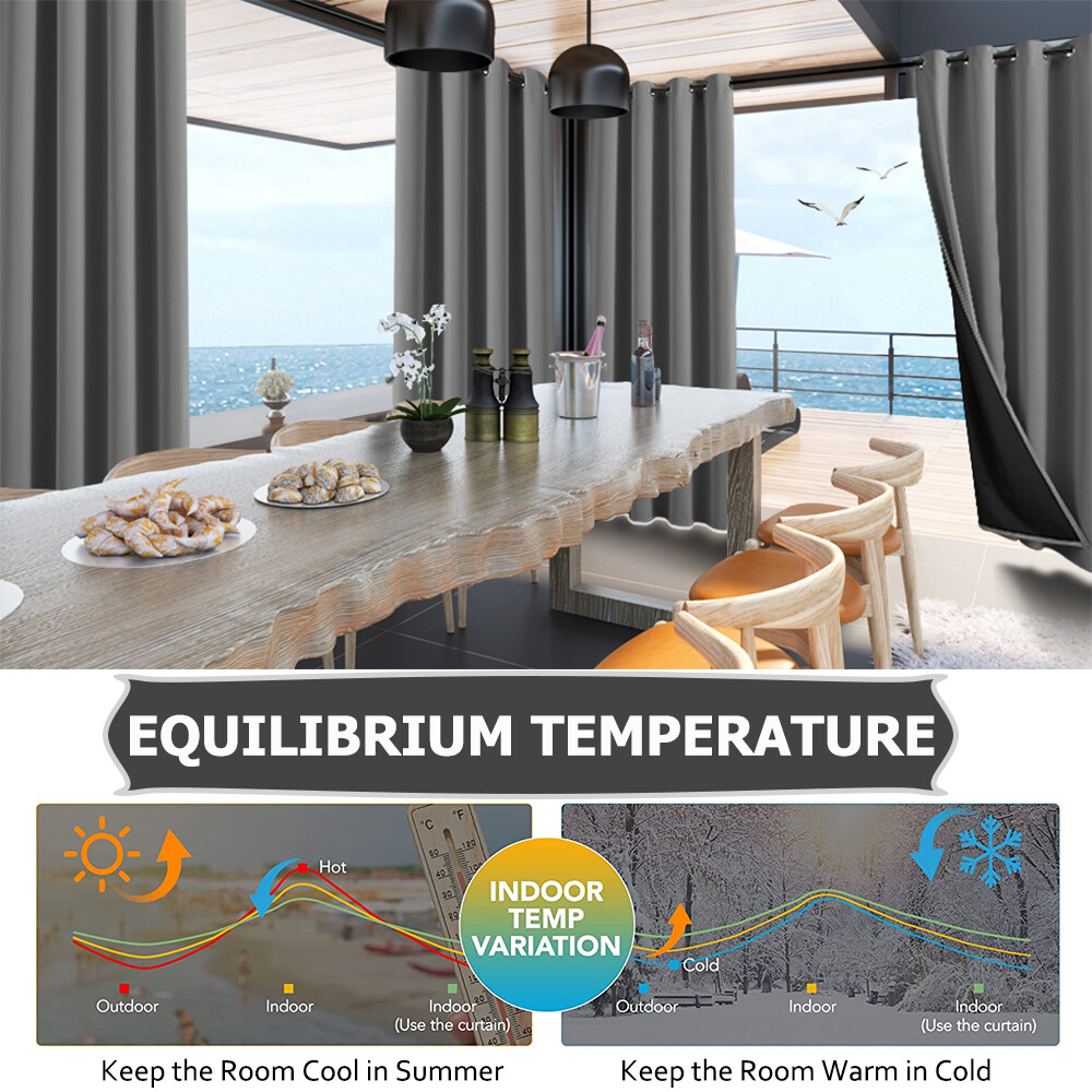100% Blackout Window Curtains 2 Panels Thermal Insulated for Bedroom Living Room