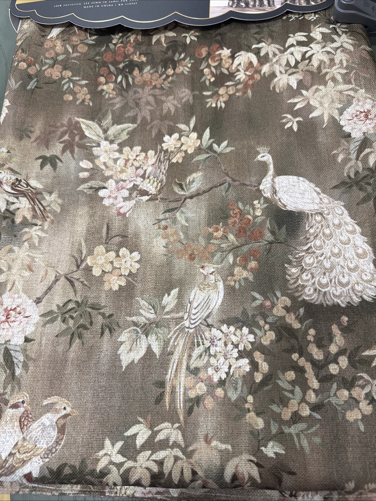 Set 2 Anatara Peacock Birds flower Branches Window Panels 37”x 84” New~