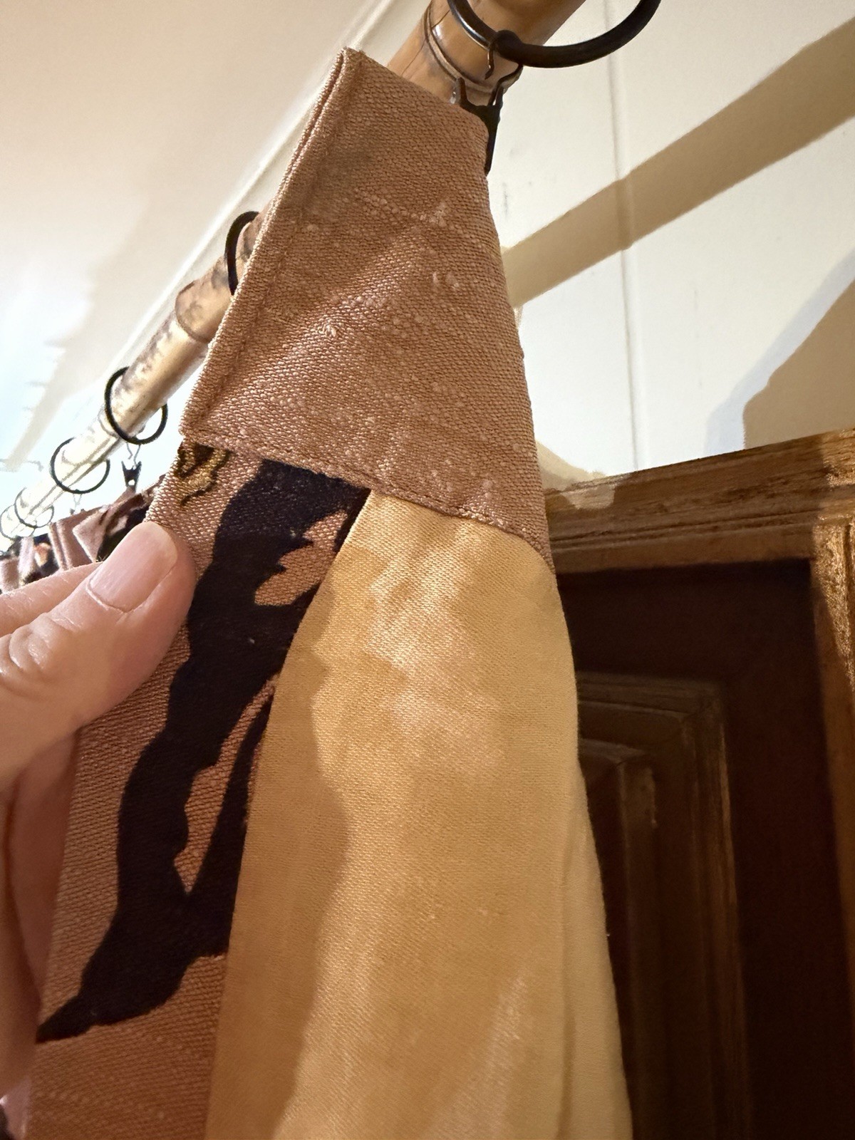 VTG Custom Brown Botancal Floral Woven Pinch Pleat Curtain Panel-52”x63”