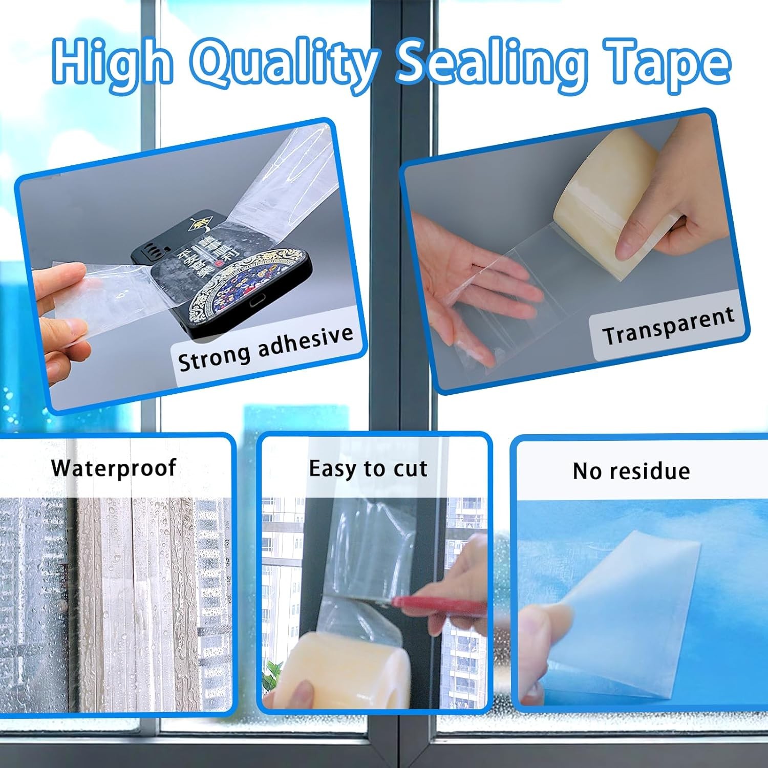Transparent Window Weather Sealing Tape,Winter Window Seal Kit for Doors, Shower