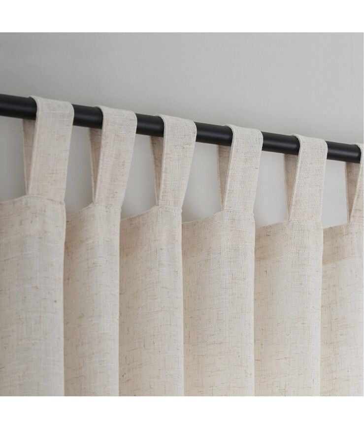 VOILYBIRD Grey Linen Semi Sheer Curtains Tab Top Light Filtering Elegant Cur@A12