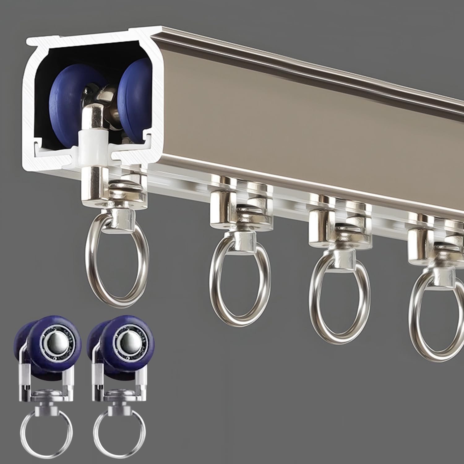 Ceiling Curtain Track Wall Mounted, Aluminum Heavy-Duty Sliding Rails for Win…