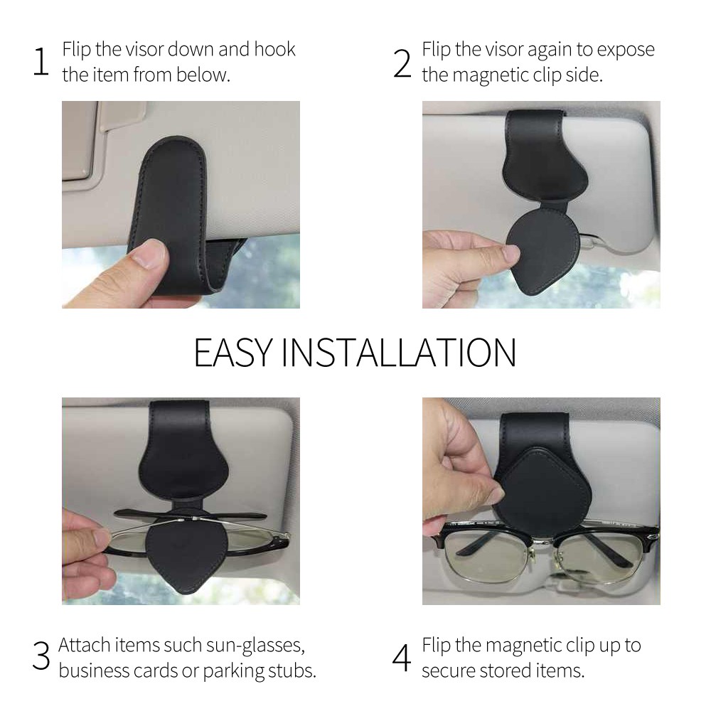 Chrysler Beige Leather Magnetic Sunglass Holder Sun Visor Clip