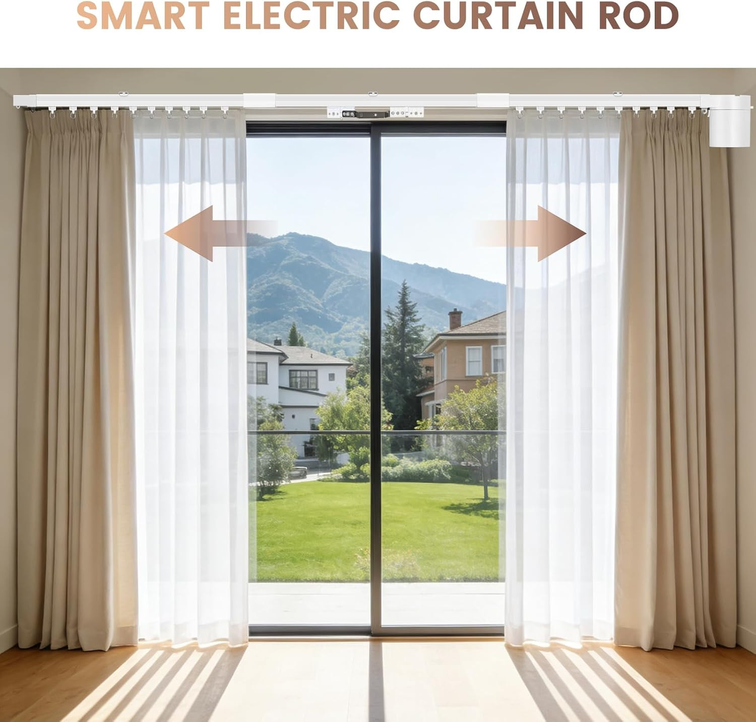 Motorized Smart Electric Curtain Track 177″ with APP & Remote Control
