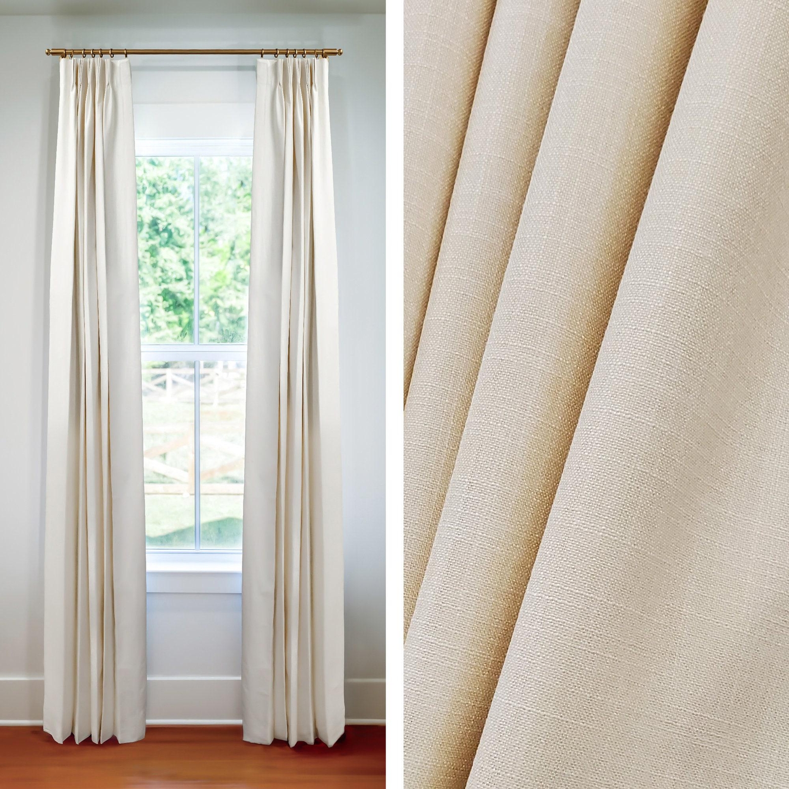 7-Day Drapes – Pleated & Lined – Vision Cream Polyester – 1 Pair / 2 Panels
