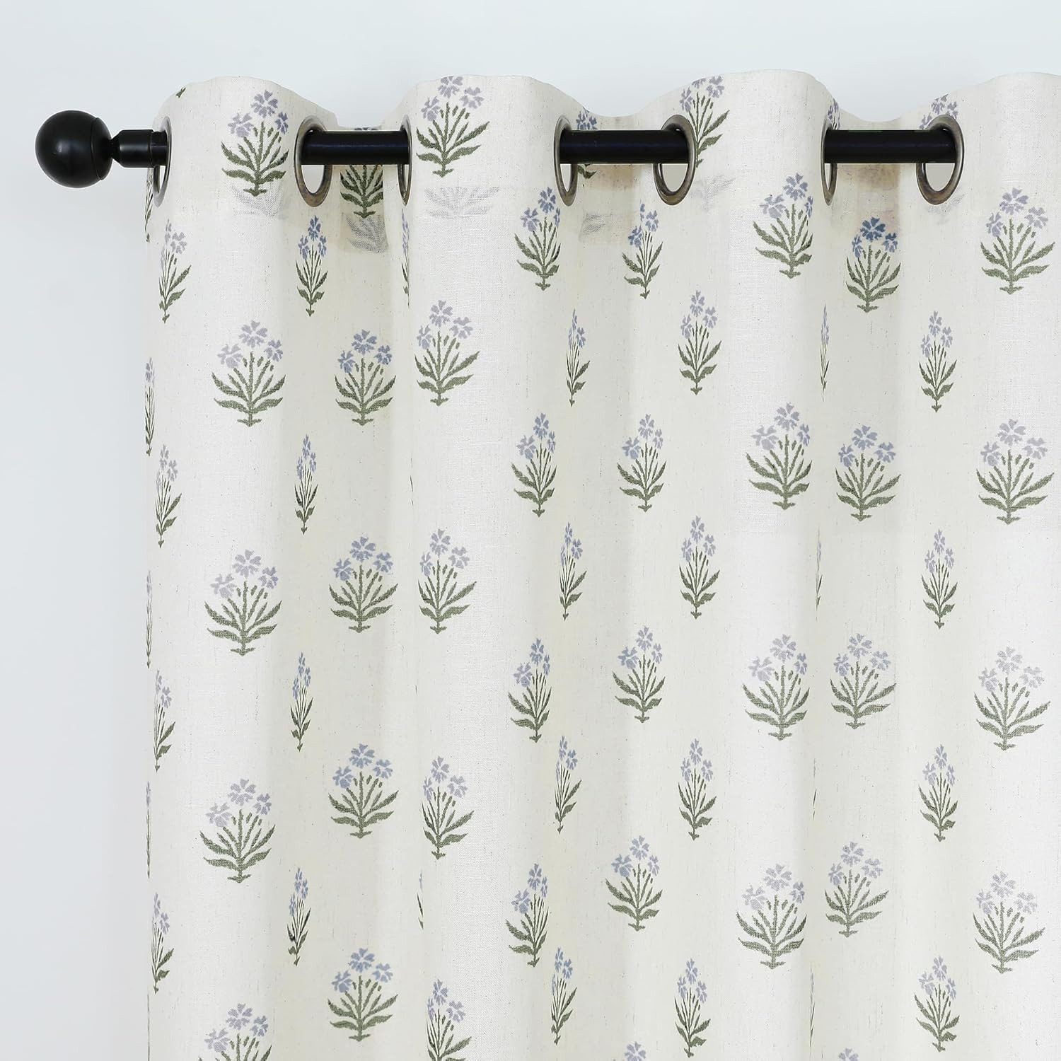 Short Floral Patterned Curtains for Bathroom Window, 45 Inch Length Light Filter
