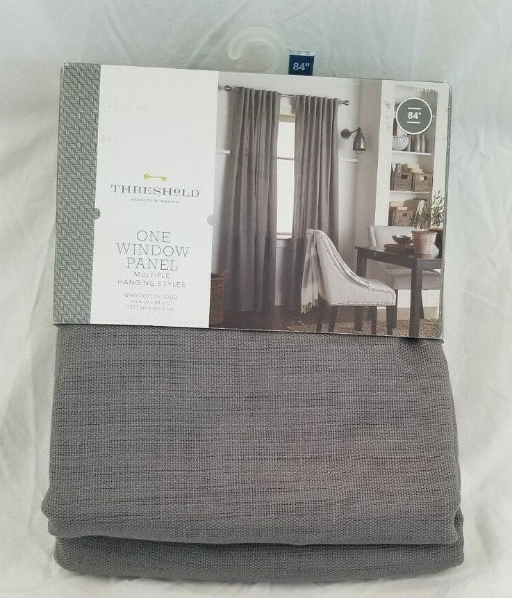 2 Threshold Gray Cotton Solid Window Panels (1 pair) 108″ x 84″ NIP
