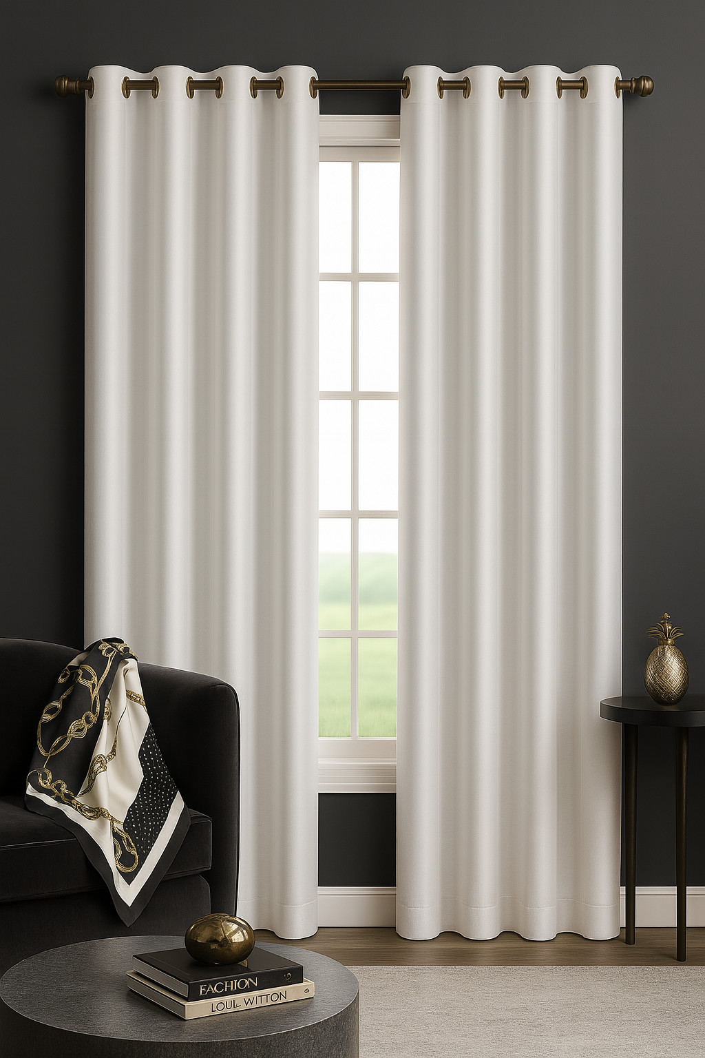 Luxury Glow Faux Silk Curtain Panel-1 Panel, 8 Grommets,Elegant & Light Blocking