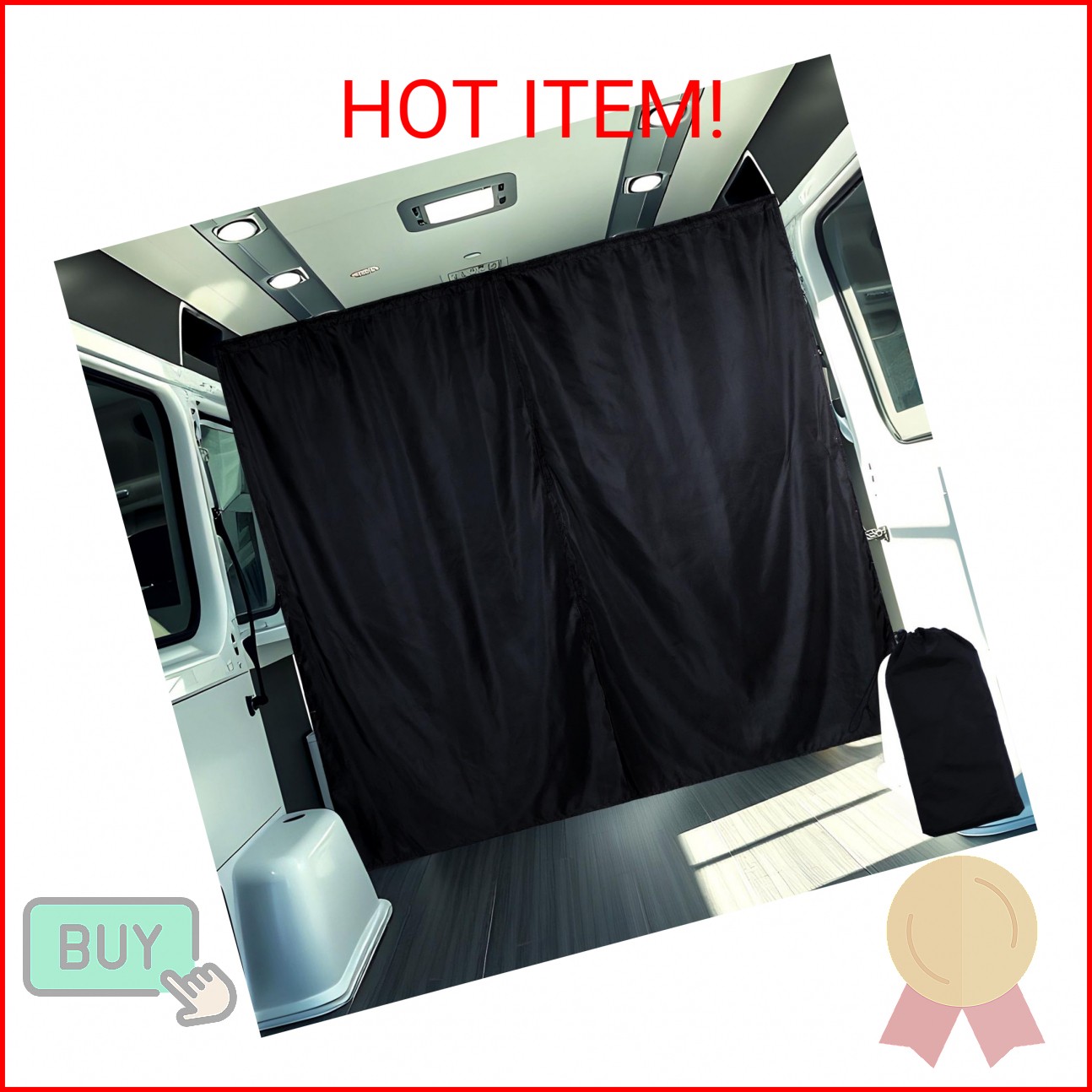 Fanfanwin 71 x 63 Van Privacy Curtain in Cab or Rear Light Blocking Cab Divider