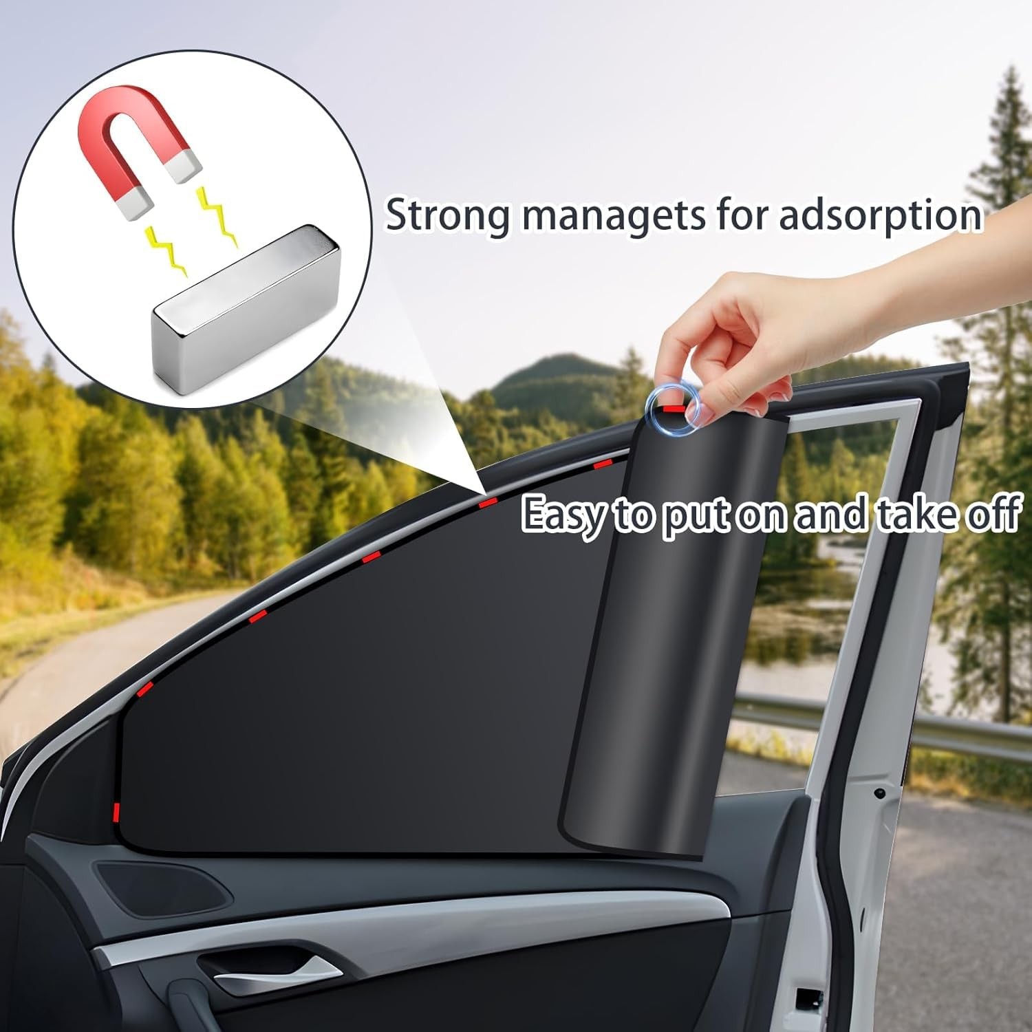 ZATOOTO 4 Pack Car Privacy Curtains, Full Blackout Blackout-4pcs, black