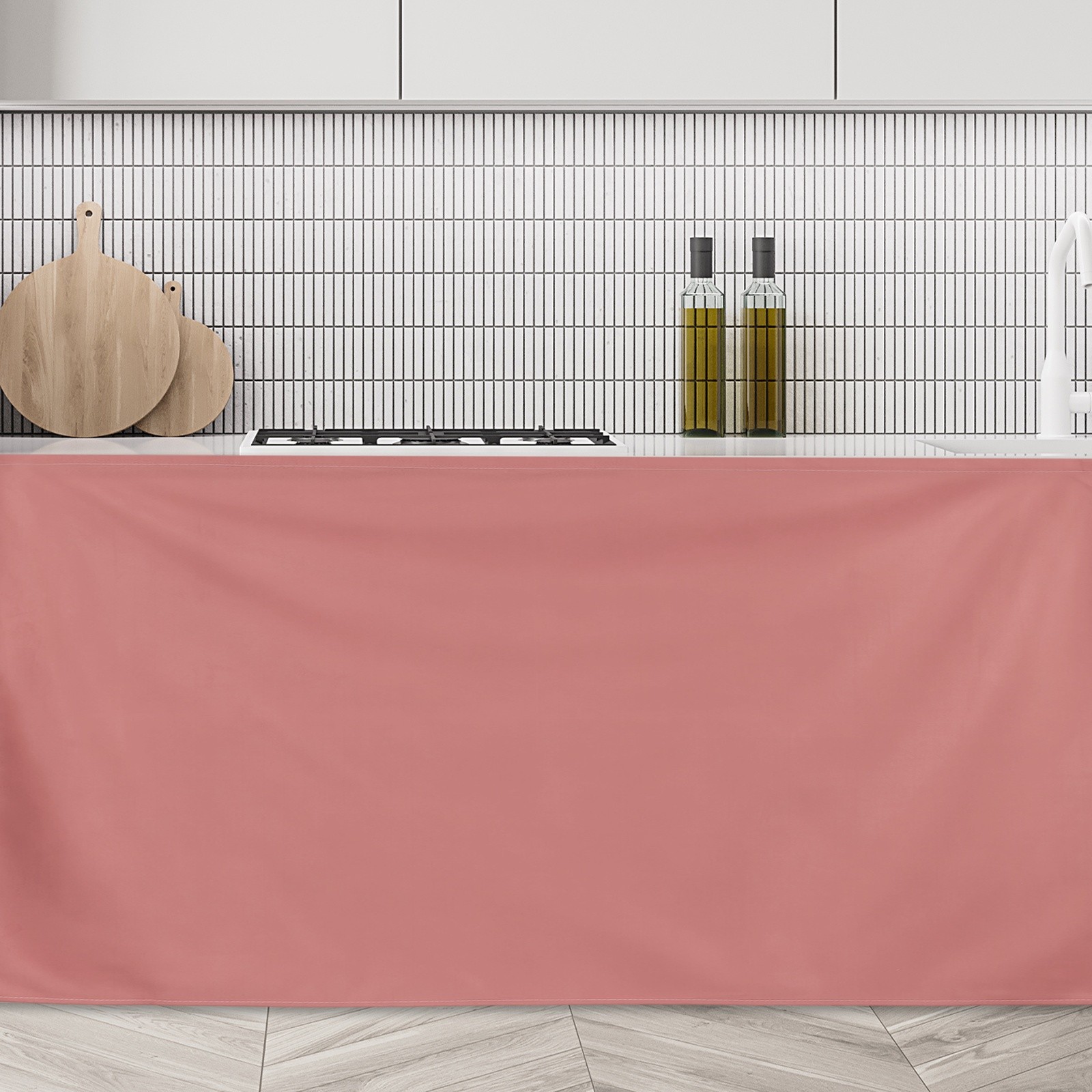 Cabinet Curtains Dust Proof Kitchen Privacy Curtain (51.1″x27.6″ Brown Red)