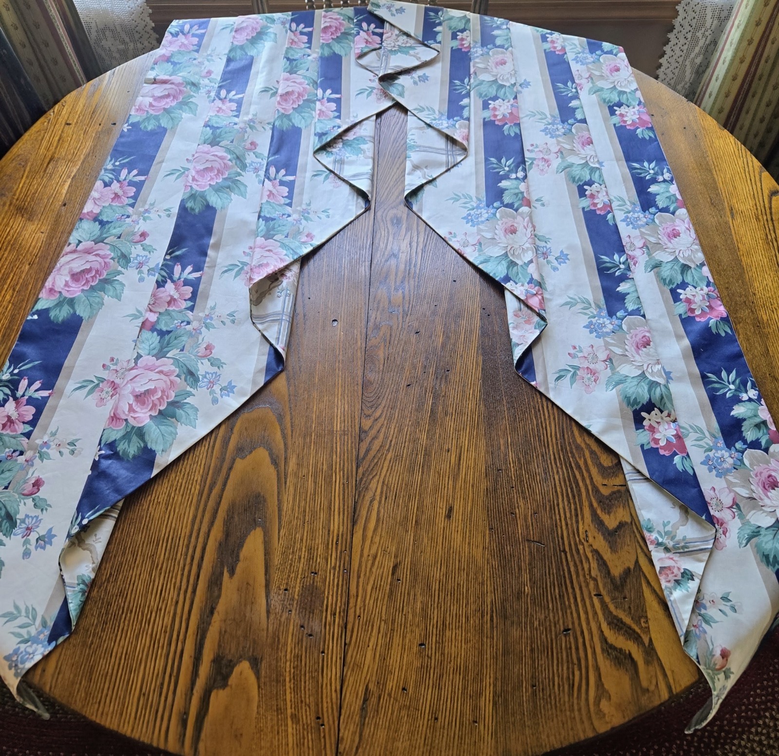 1 pr Custom WAVERLY JABOTS swag valance for Cornice Board LINED 16×52 each