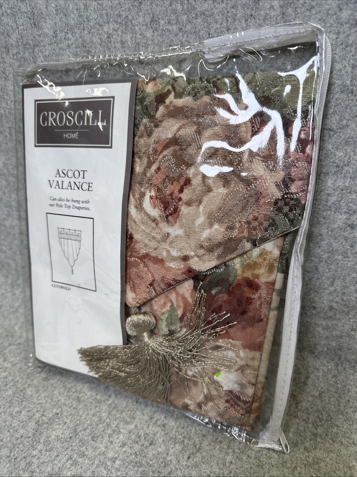 NEW Croscill Ascot Valence Floral Tassel One 40″ x 25″ Roses