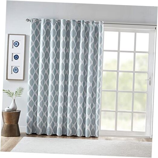 Blakesly Blackout Curtains Patio Window, Ikat 100″W x 84″L (Pack of 1) Aqua