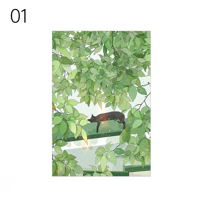 Home Office Film Landscape Bird Flower Window Glass Electrostatic Stickers Retro