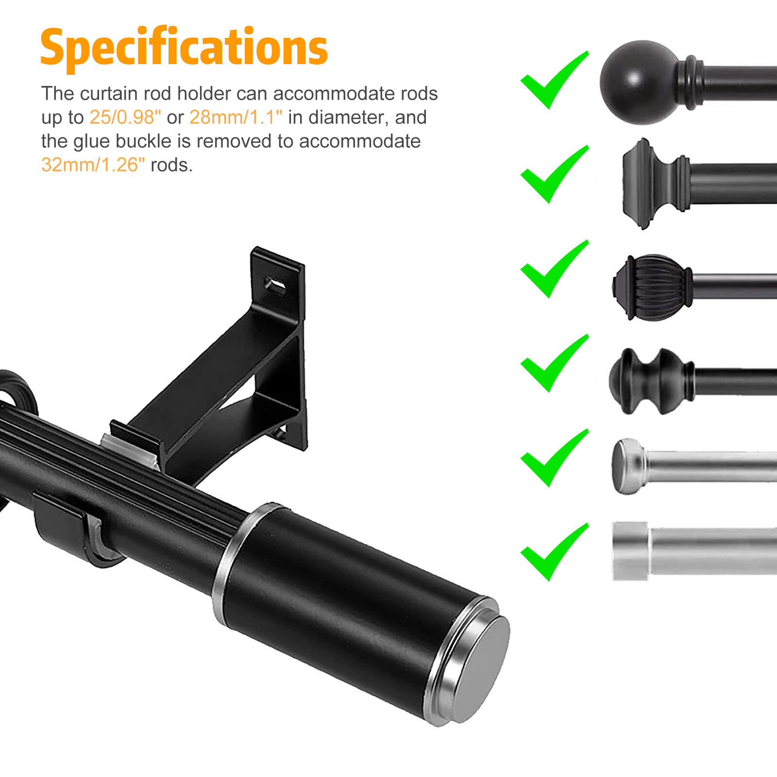 4X Curtain Rod Bracket for Drapery Window Frame Holder Aluminum Alloy Heavy Duty