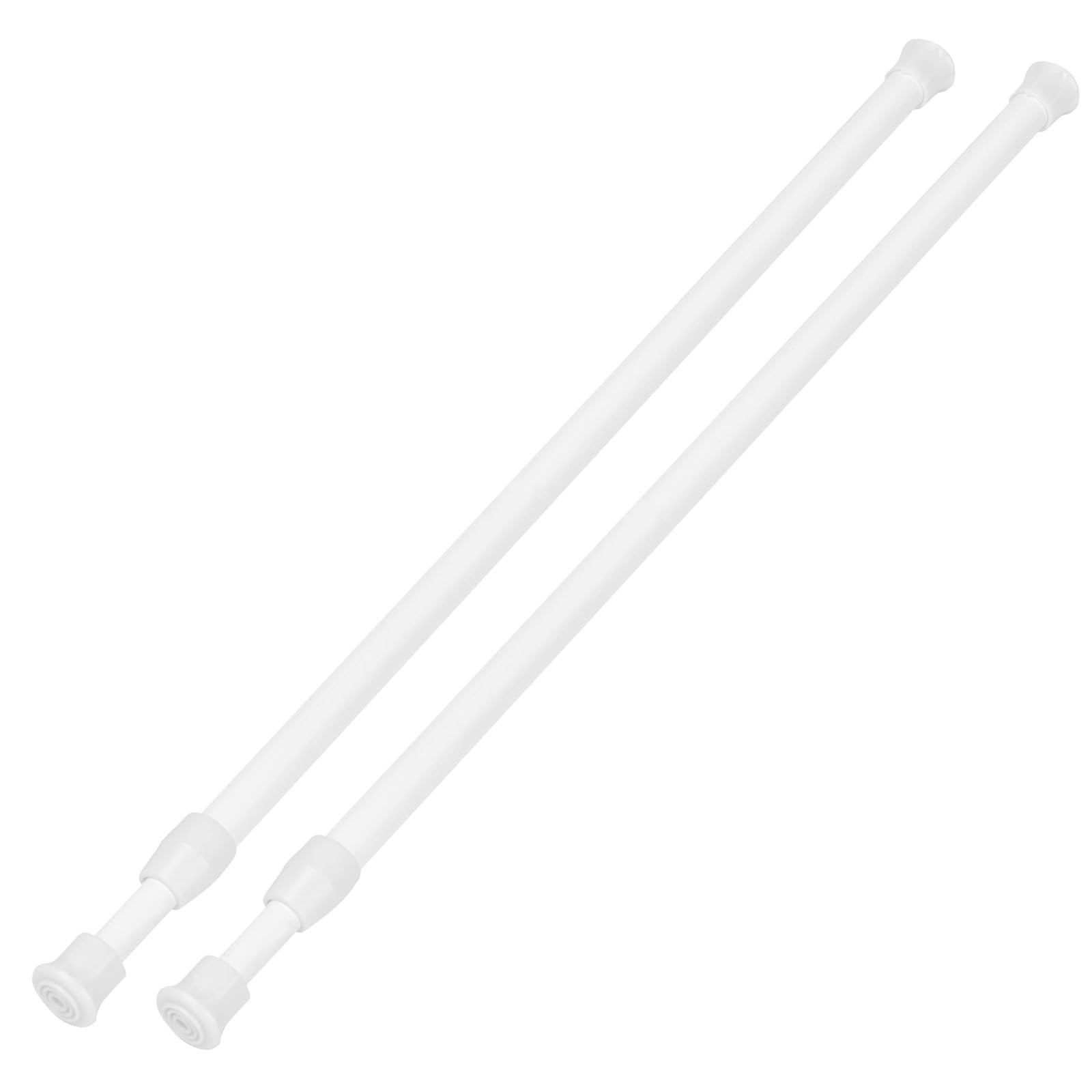 Ginbel Direct 2 Pack Tension Curtain Rod 15.7-28 Inch, 15.7-28″, 2Pack, White