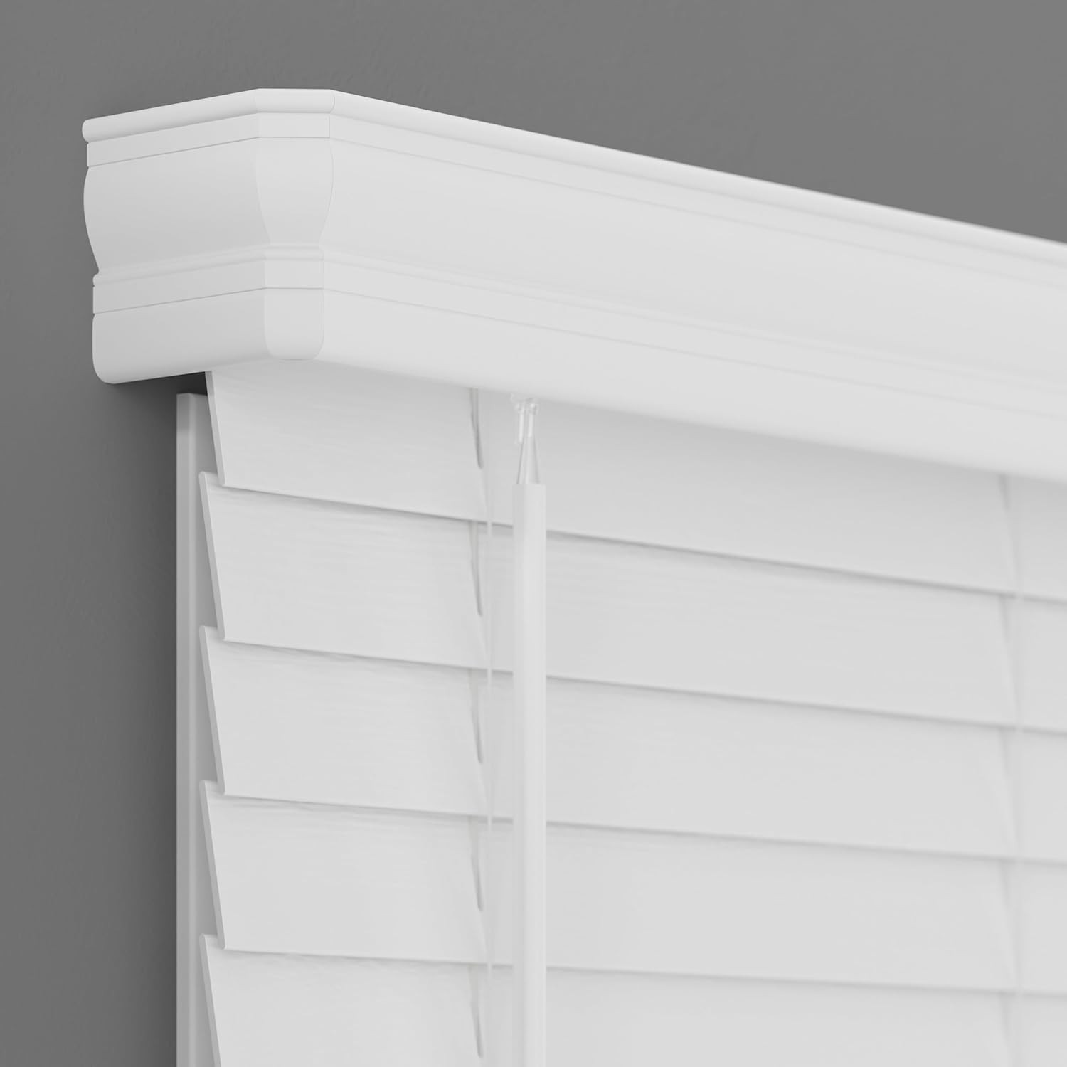 Cordless Faux Wood Blinds 34″W x 64″L – White Room Darkening Shades