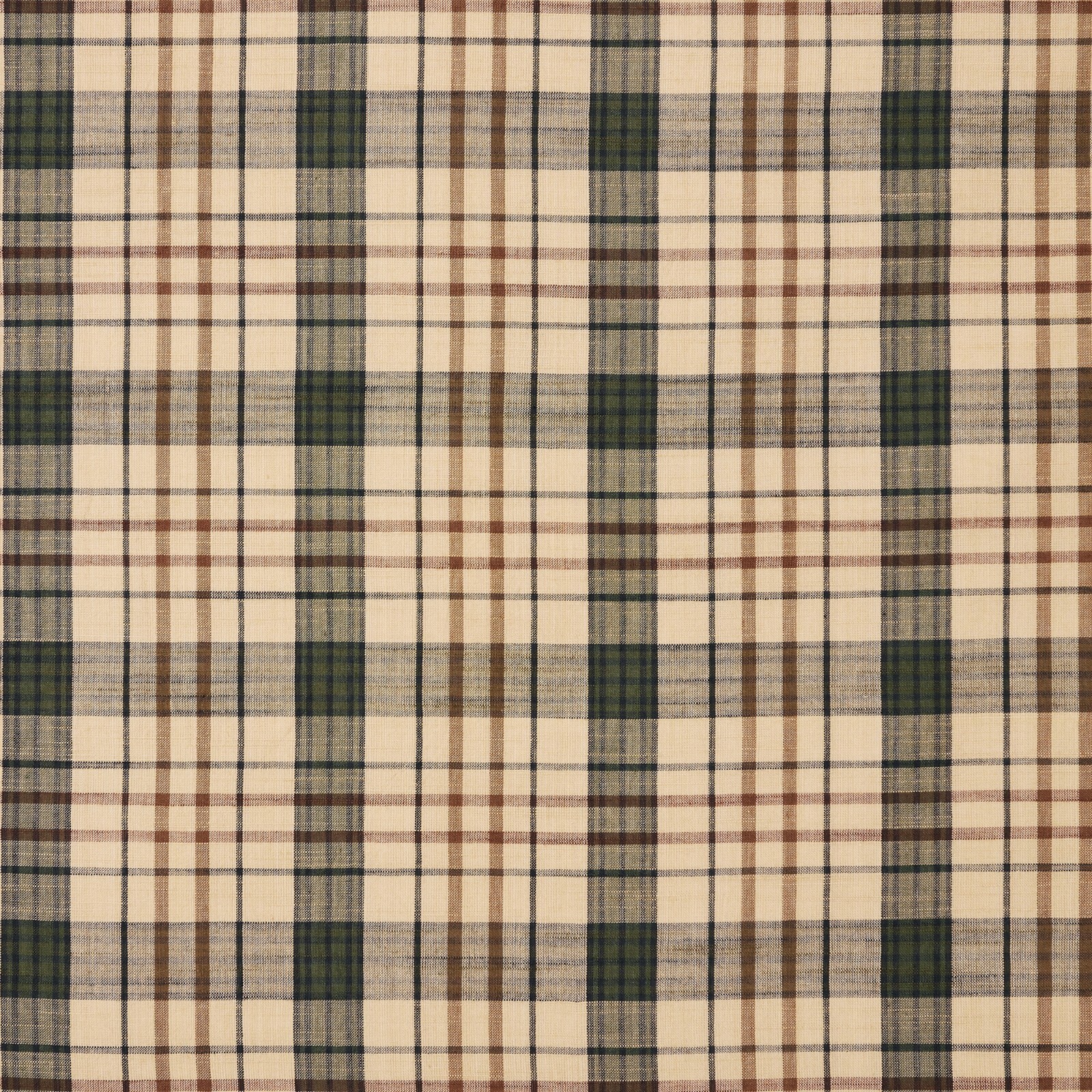 New Primitive Rustic DARK GREEN BROWN PLAID VALANCE Topper Curtain
