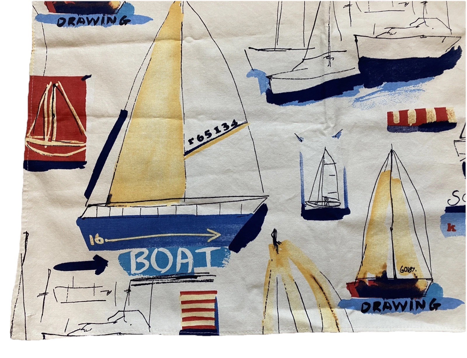One Panel Tier Covington Nautical Sailboat Curtain 54”L x 26”W Coastal Sailing