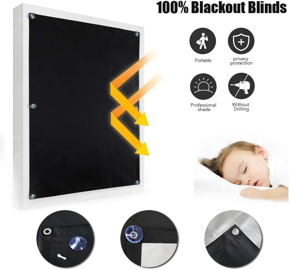 Portable Blackout Blind 30″ x 45″ inches Skylight Window Shade + Suction Cups