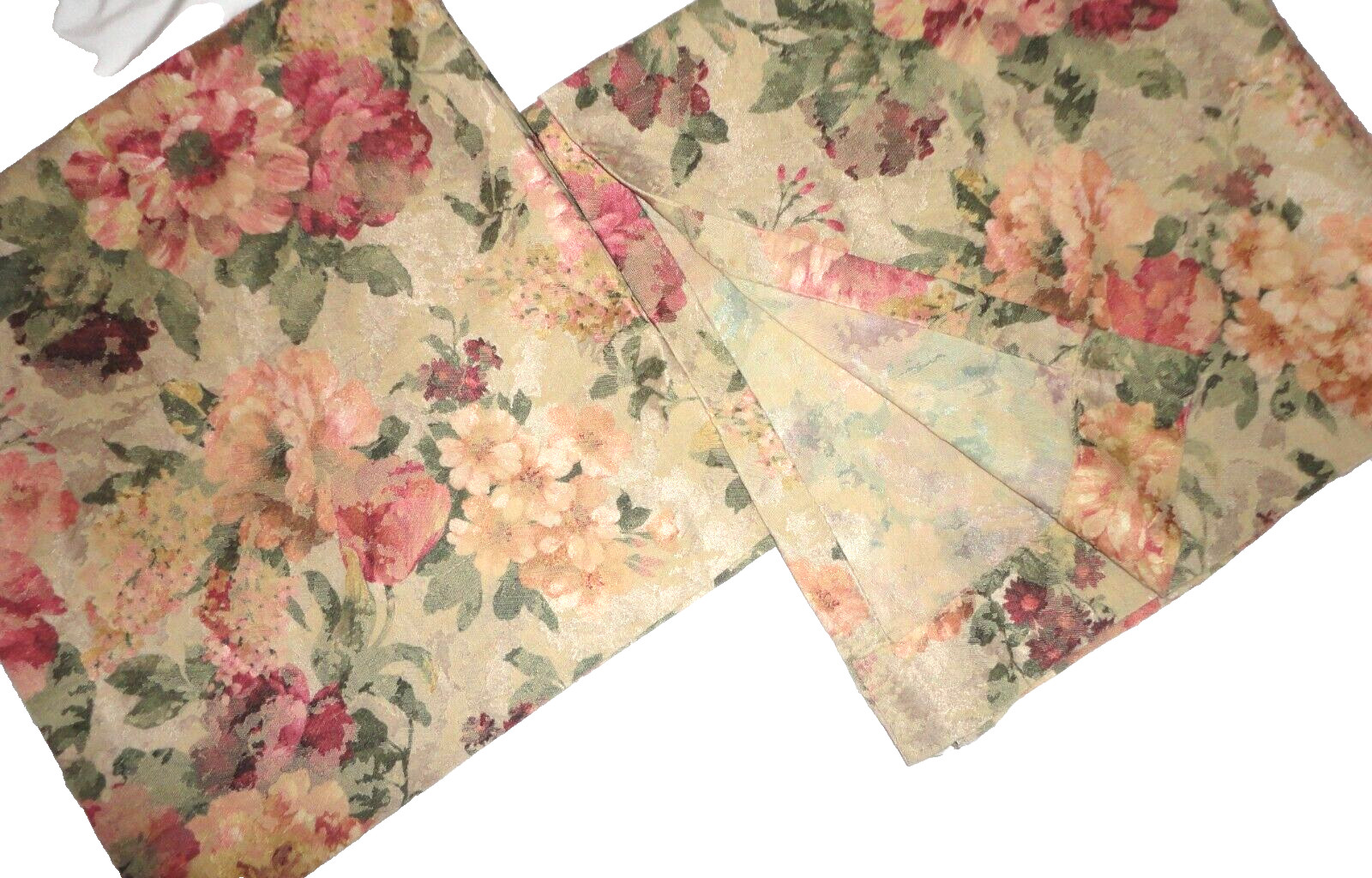 BURLINGTON MONACO BURGUNDY GOLD FLORAL (2) UNLINED DRAPERY PANELS 38X83