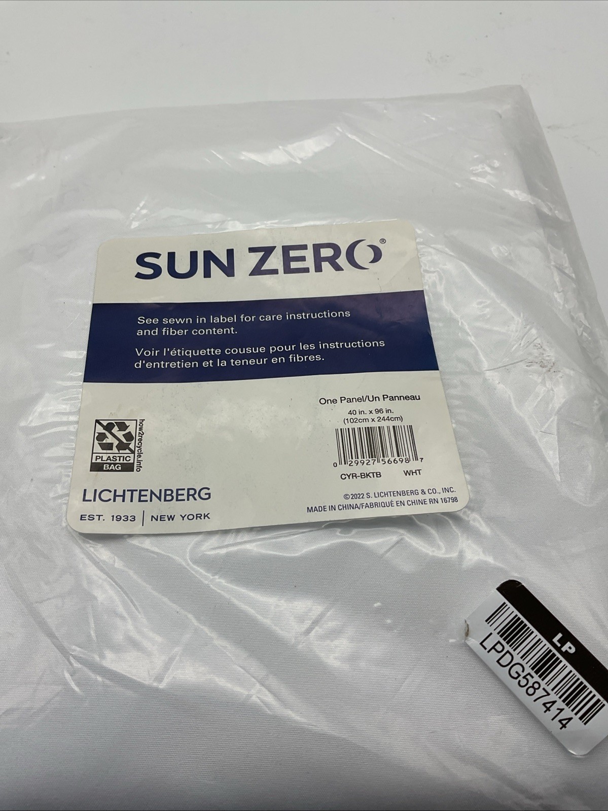 Sun Zero Cyrus100% Blackout Back Tab Curtain Panel Winter White 40in x 96in