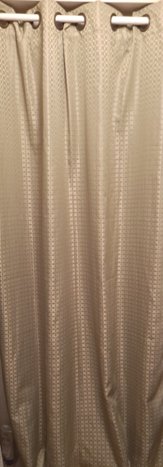Corona Curtain Panel Grommet Curtains Green & Brown Geometric 84″ Long Clearance