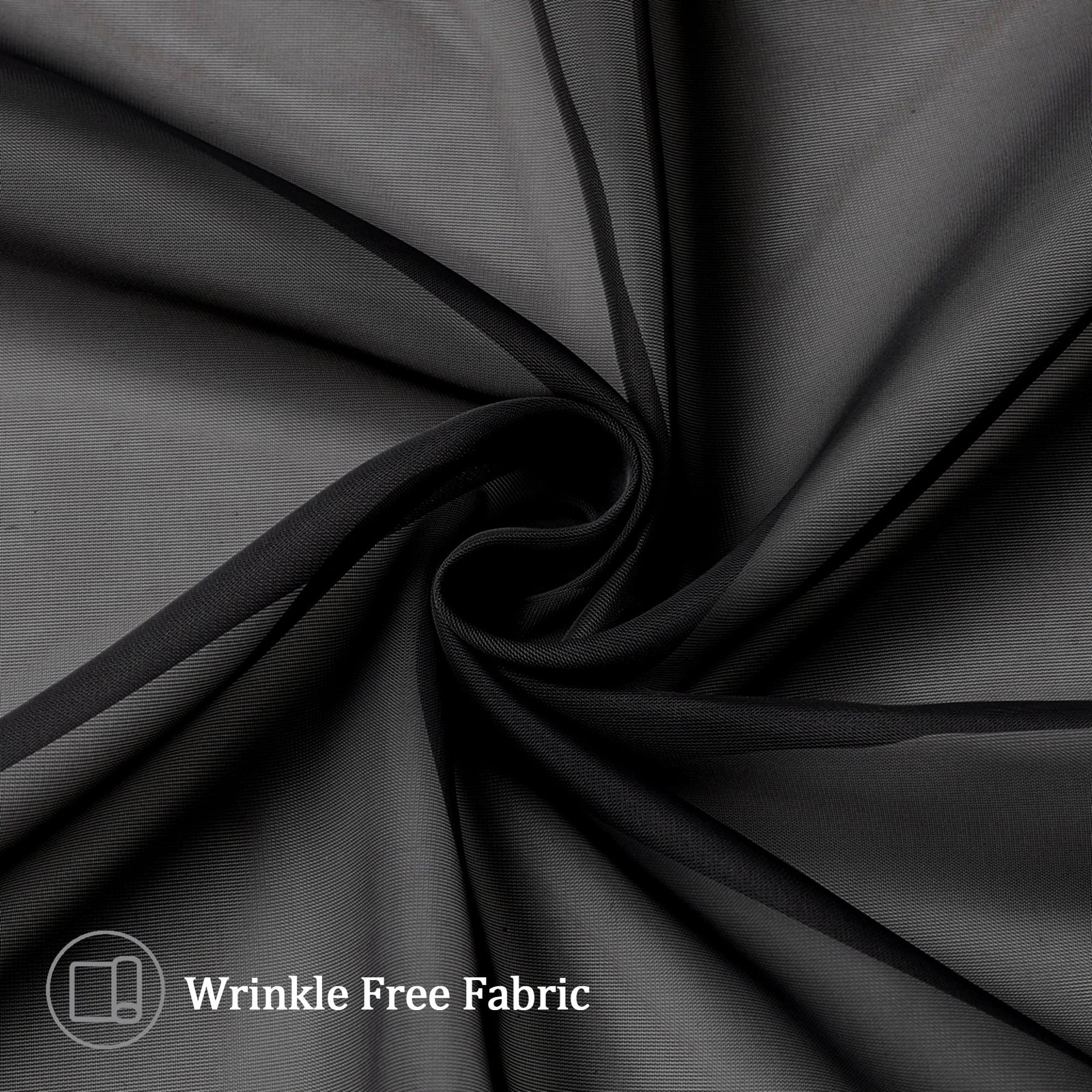 Sheer Curtains 63 Inches Long Light Weight Soft 40″W x 63″L (Pack of 2) Black