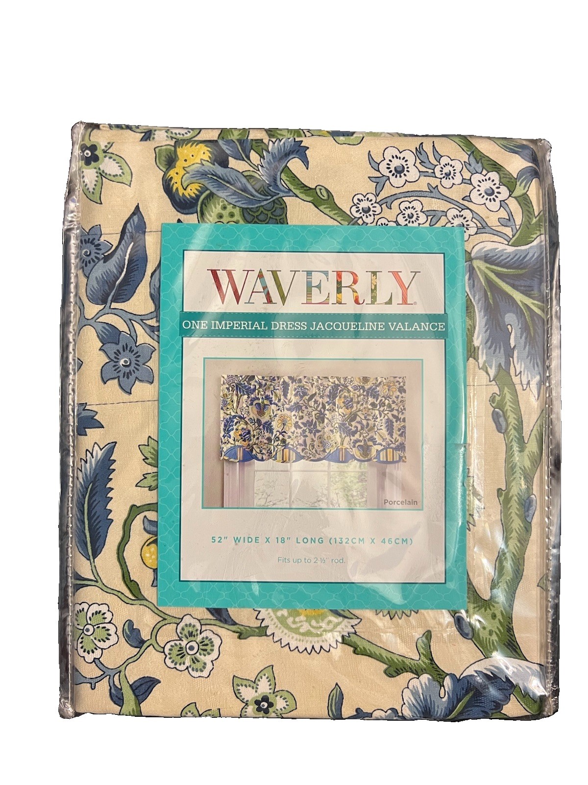 VALANCE, Waverly- Imperial Dress Jacqueline Valance Porcelain Blue, 52″x18″ New
