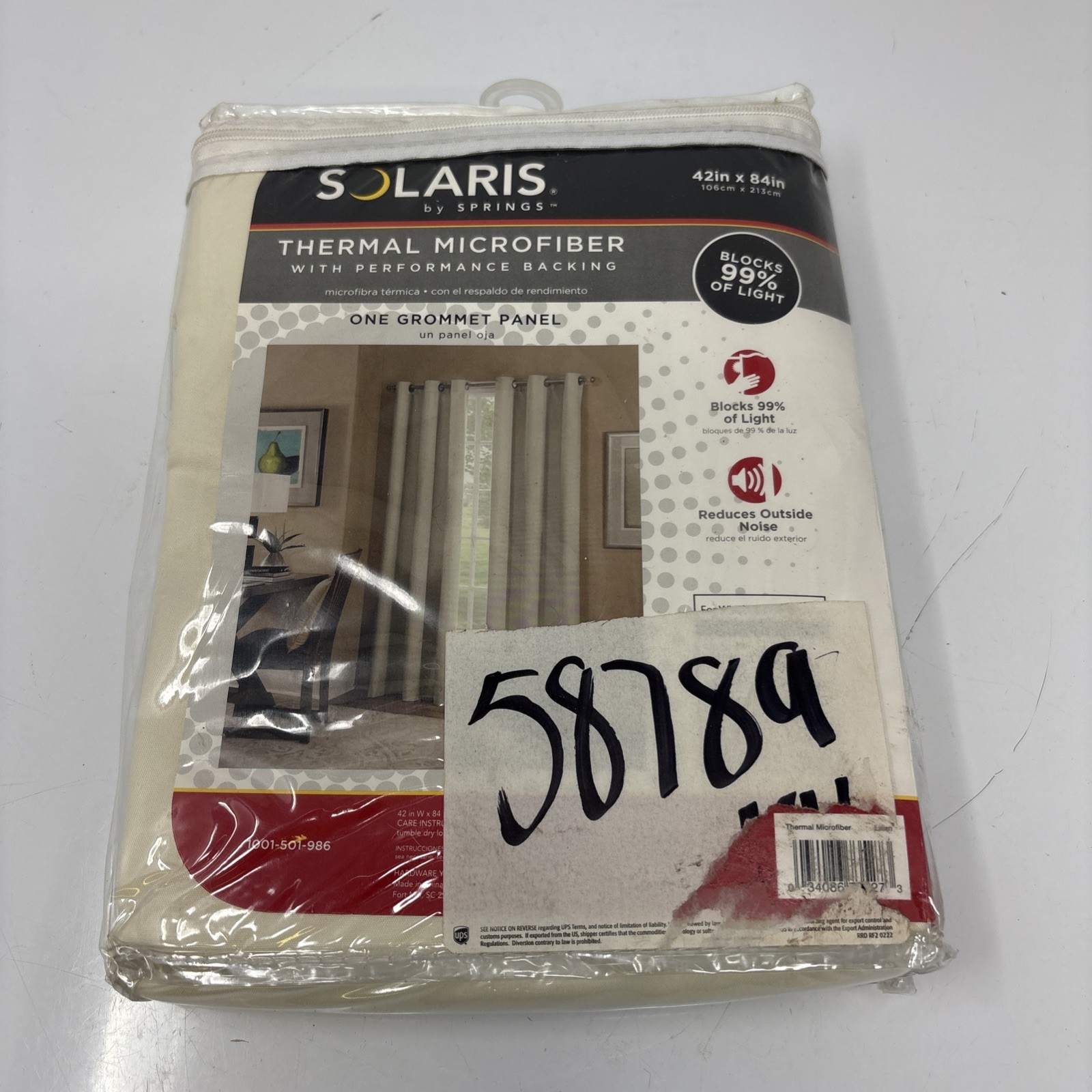 Solaris Microfiber Blackout Window Panel Linen 42″ W x 84″ L 1627832