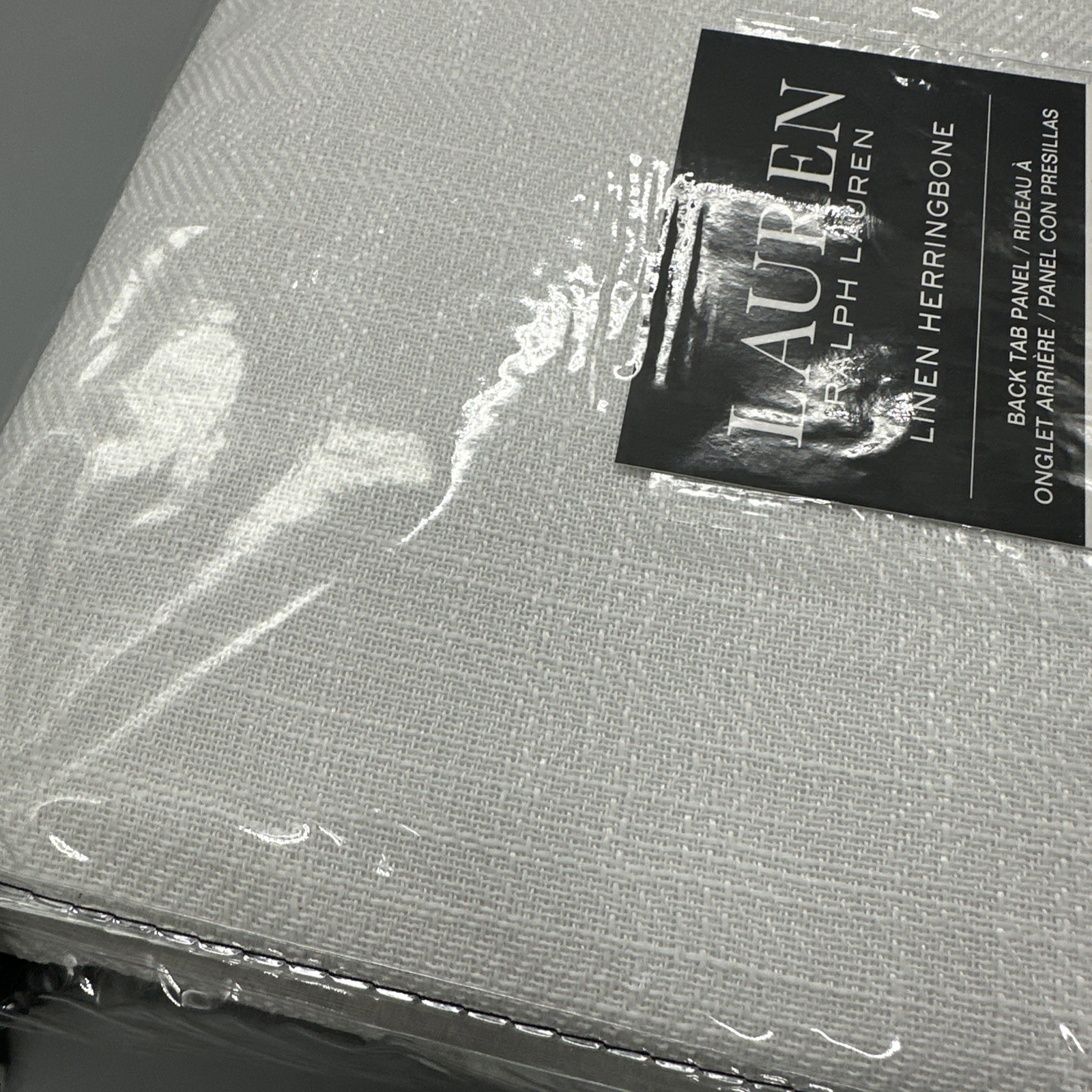 Ralph Lauren Back Tab Panel Curtain Blackout Herringbone- WHITE 52x 84” – New