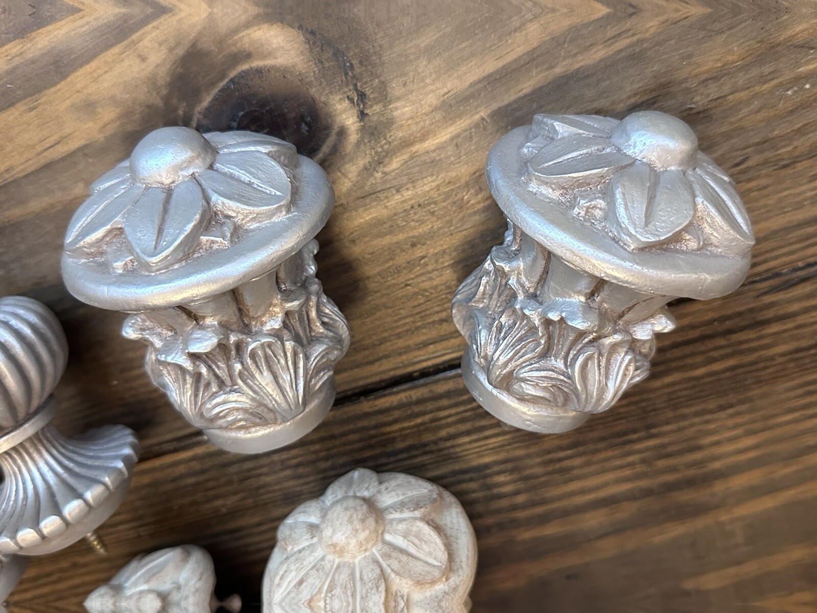 Kirsch Levolor 1 3/8” Pole Finial Pewter Off White Ornate French Regency Lot New