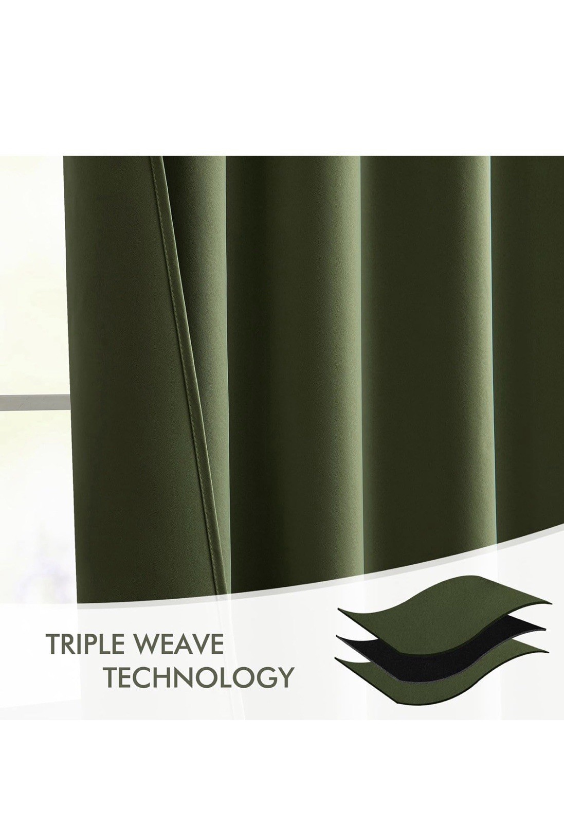 MIULEE Back Tab Sage Green Curtains 102Inch Long 2 Panel Set for Living Bed Room