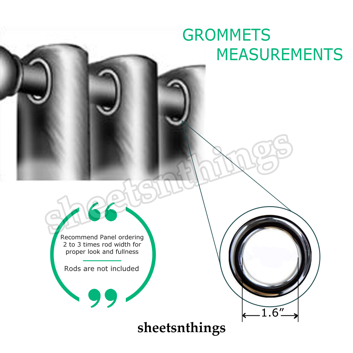 Set of 2 Panels- Meridian Thermal Insulated Room Darkening Grommet Curtains