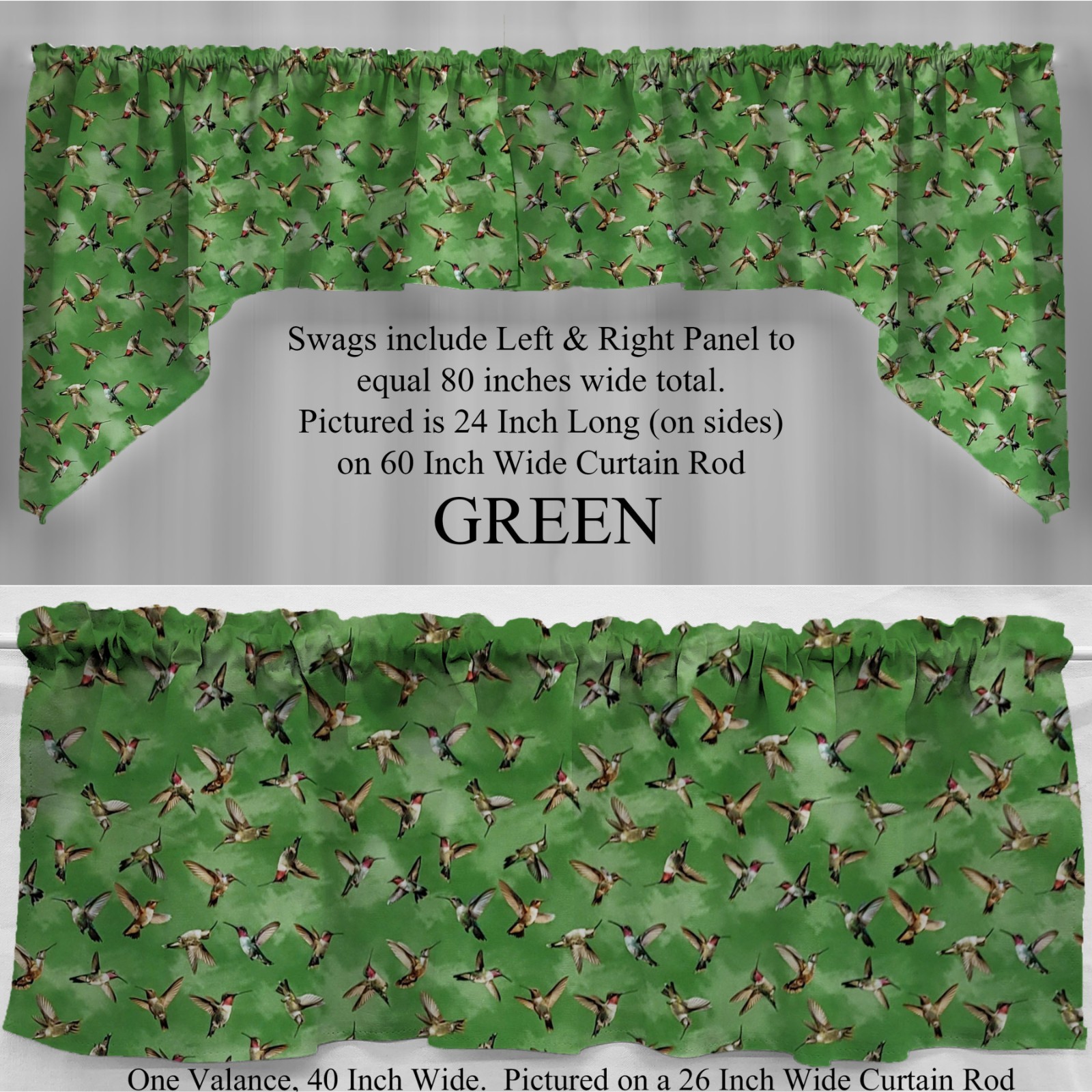 Hummingbirds Valances, Curtains or Swags