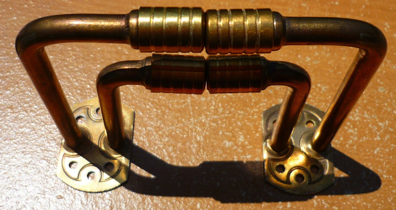 (2) Vintage Brass Finished 2-1/2″ + 3-1/2″ Double Goose Neck Cafe Rod Brackets
