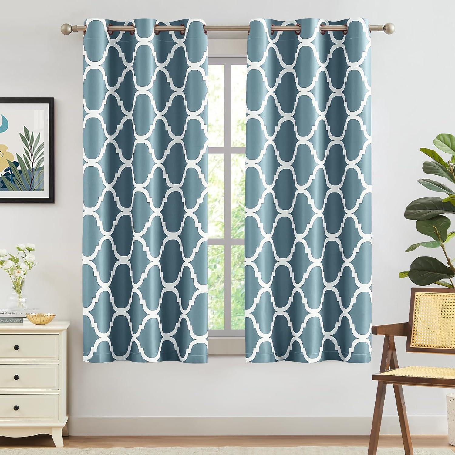 Moroccan Fashion Thermal Insulated Room Darkening Blackout Grommet Curtains for