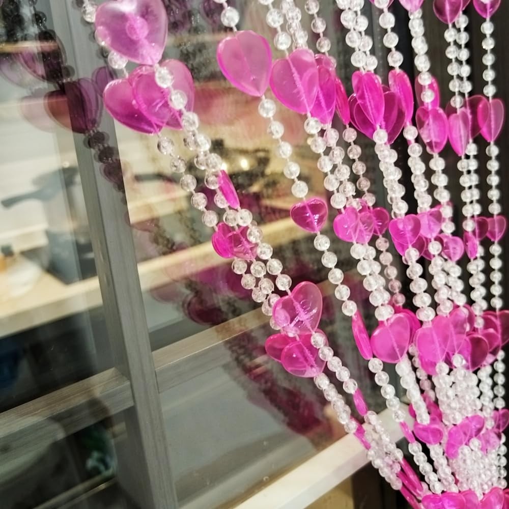 Beaded Curtain Doorways Acrylic 39″W x 78.7″L (Pack of 1), 043heart Rose Red