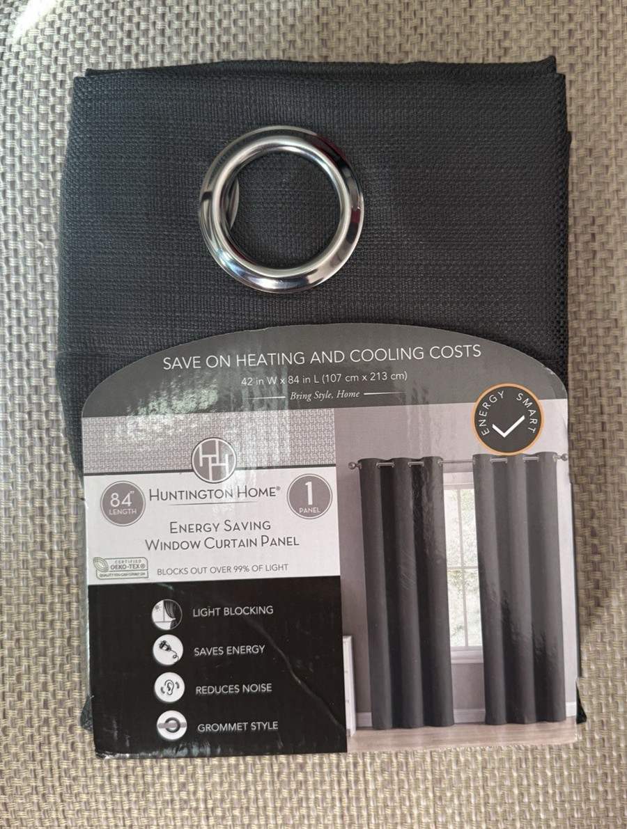 2 Grommet Style Curtain Gray Panels New 84” Energy Saving Light Blocking