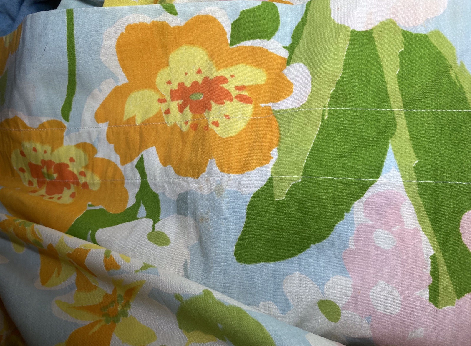 2 Flower Power Cotton Sheets Made Into Rod Pocket Curtain Panels TWO 96x66x2=132