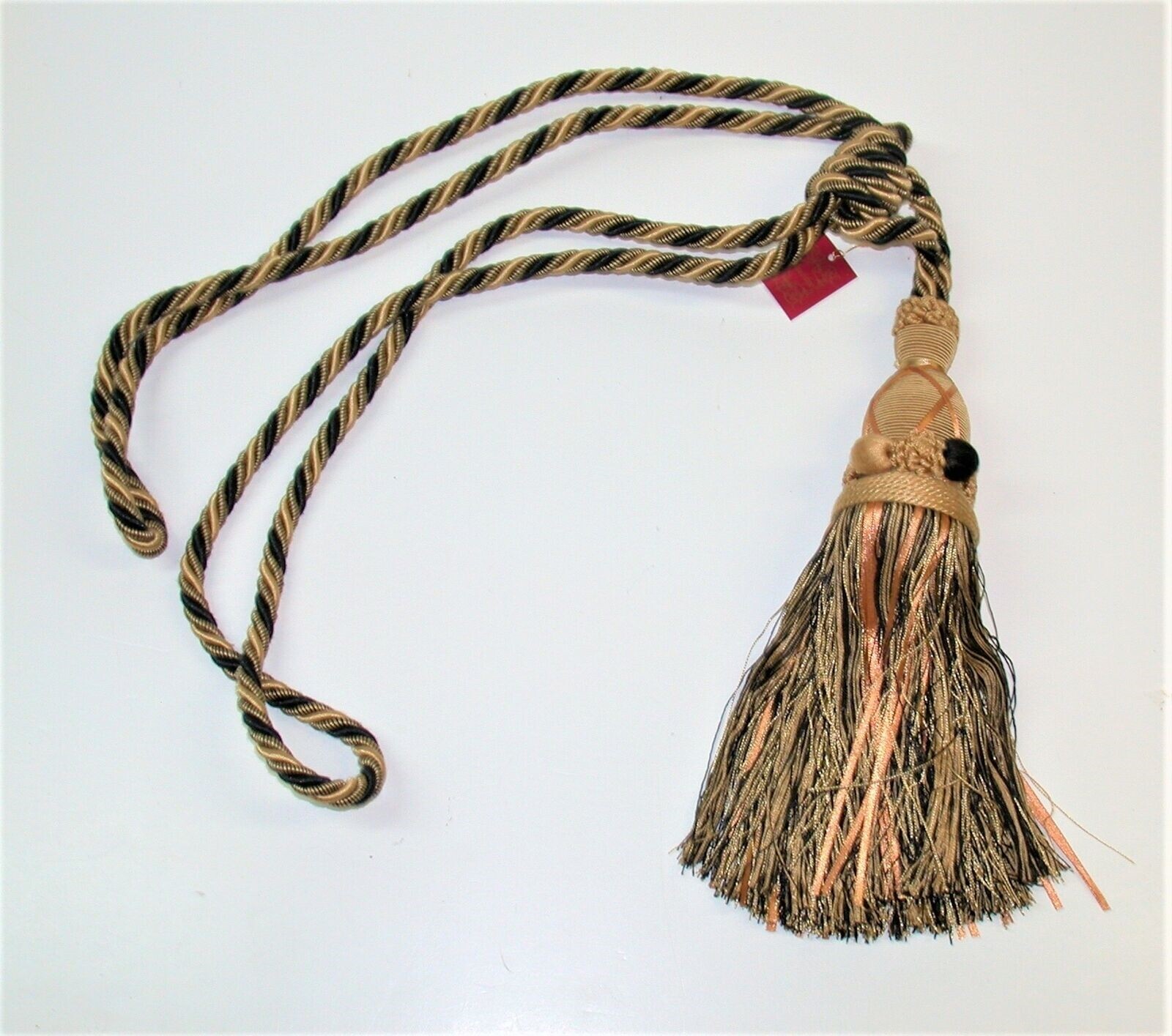 (2) Double Rope & Tassel Curtain Tiebacks 42″ Embrace 11″ Tassels GingerSnap NEW
